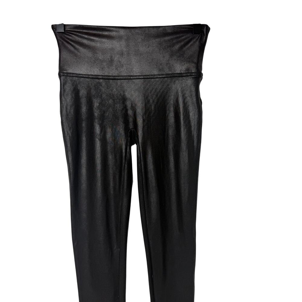 SPANXS Faux Leather Leggings Black High Rise Shaping Pants Women's Small - Picture 2 of 4